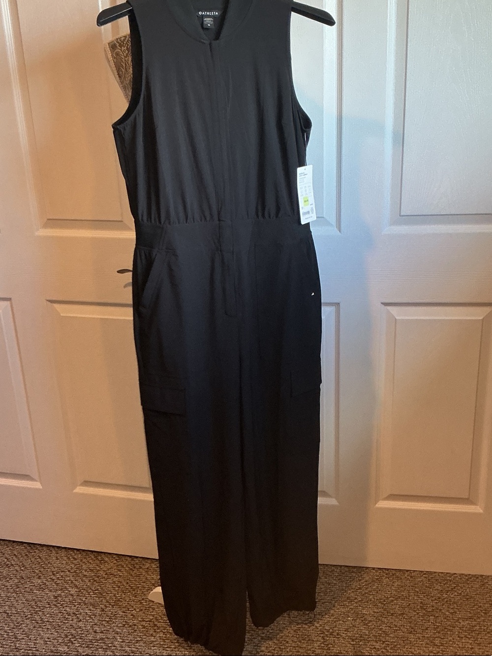 Athleta Black Sleeveless Wide-Leg Jumpsuit
